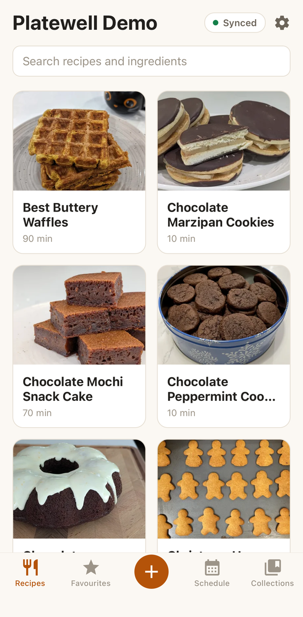 All recipes view in the Platewell iOS app