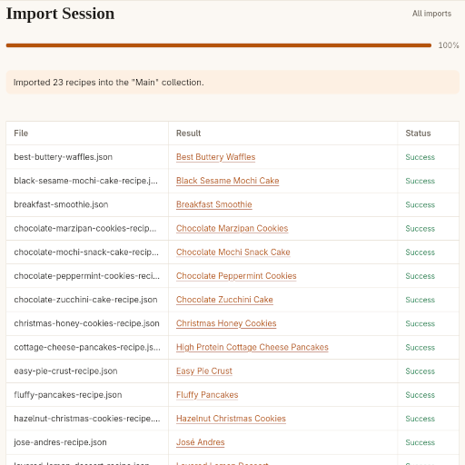 Import recipes into Platewell
